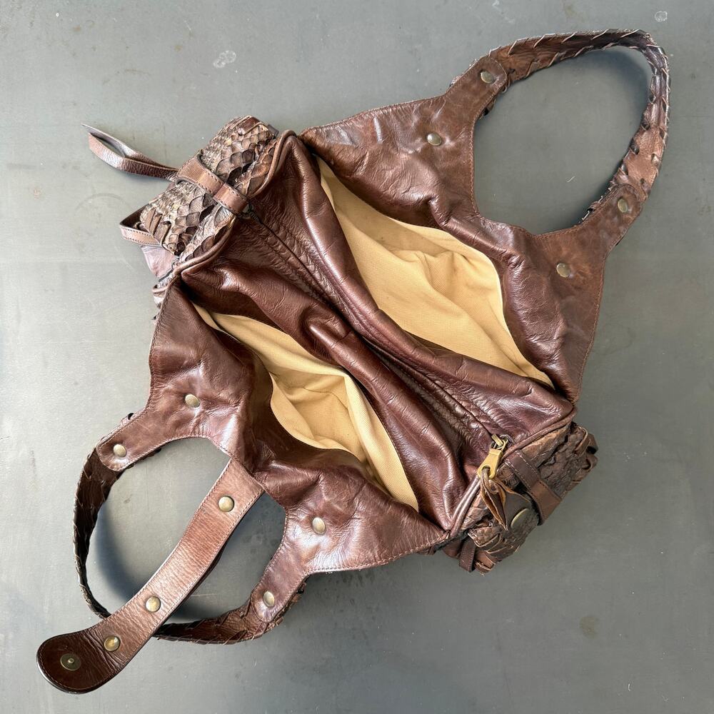 CHLOE Silverado Handbag Shoulder Bag Brown Snakeskin Leather exotic skin Y2K - Picture 5 of 12
